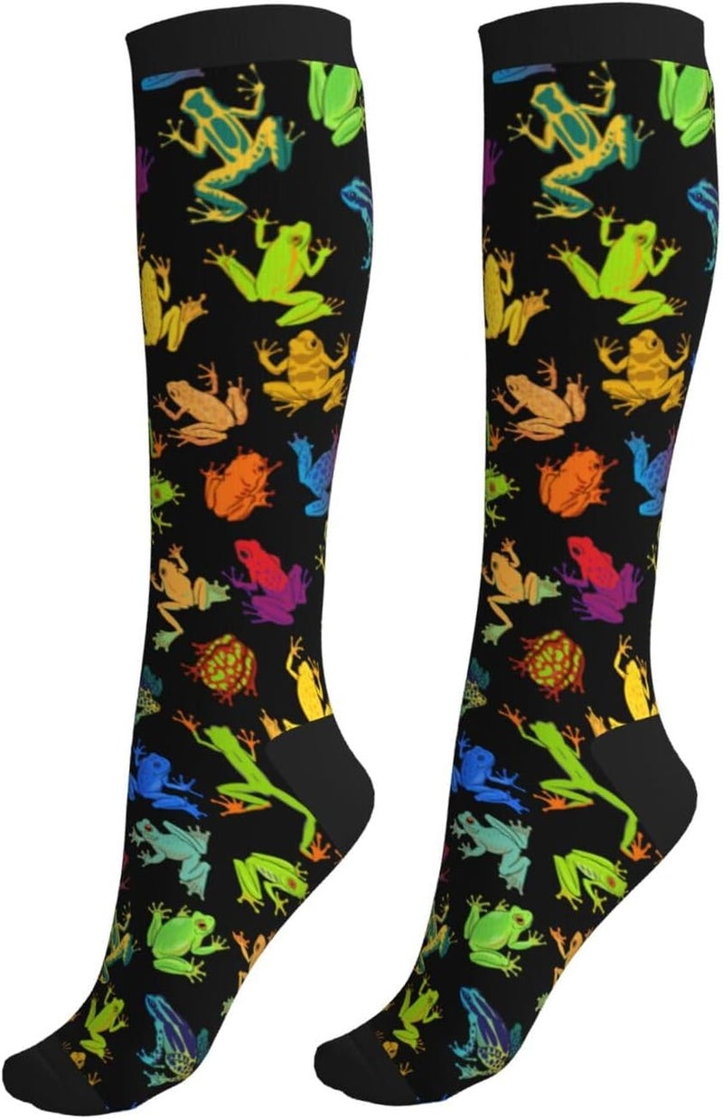 Figtihw Tie Dye Compression Socks Knee High Support Socks For Women Men Running Athletic Hiking - Image 1
